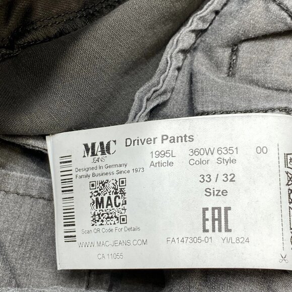 MAC Jeans Men’s Flex Ultimate Driver Slim Fit Chino Pants – Grey, Size 33x30 - Picture 7 of 13